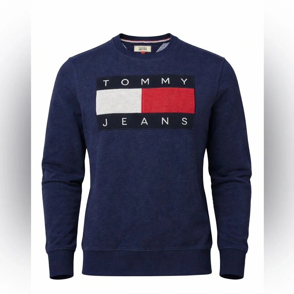 Vintage Tommy Hilfiger Flag Logo Crewneck Sweatshirt | Navy | 90s/Y2K Women’s L - Picture 2 of 9